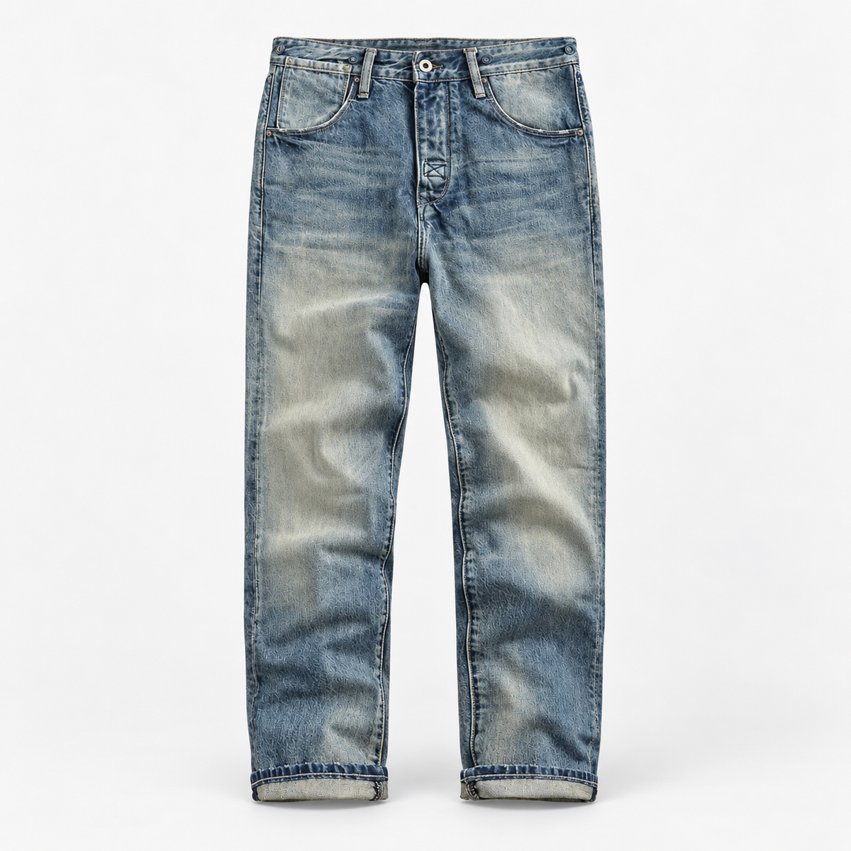Vintage wash straight leg cotton jeans in vintage blue, product cover