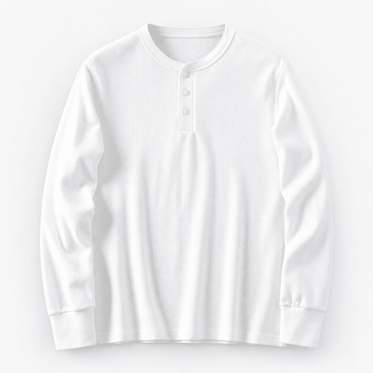 Waffle knit long sleeve henley - AntoniosClothing - White