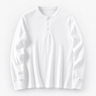Waffle knit long sleeve henley - AntoniosClothing - White