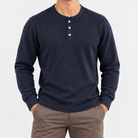 Waffle knit long sleeve henley - AntoniosClothing - Navy