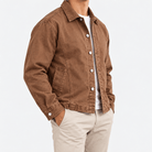 Washed cotton chore jacket - AntoniosClothing - Tobacco brown