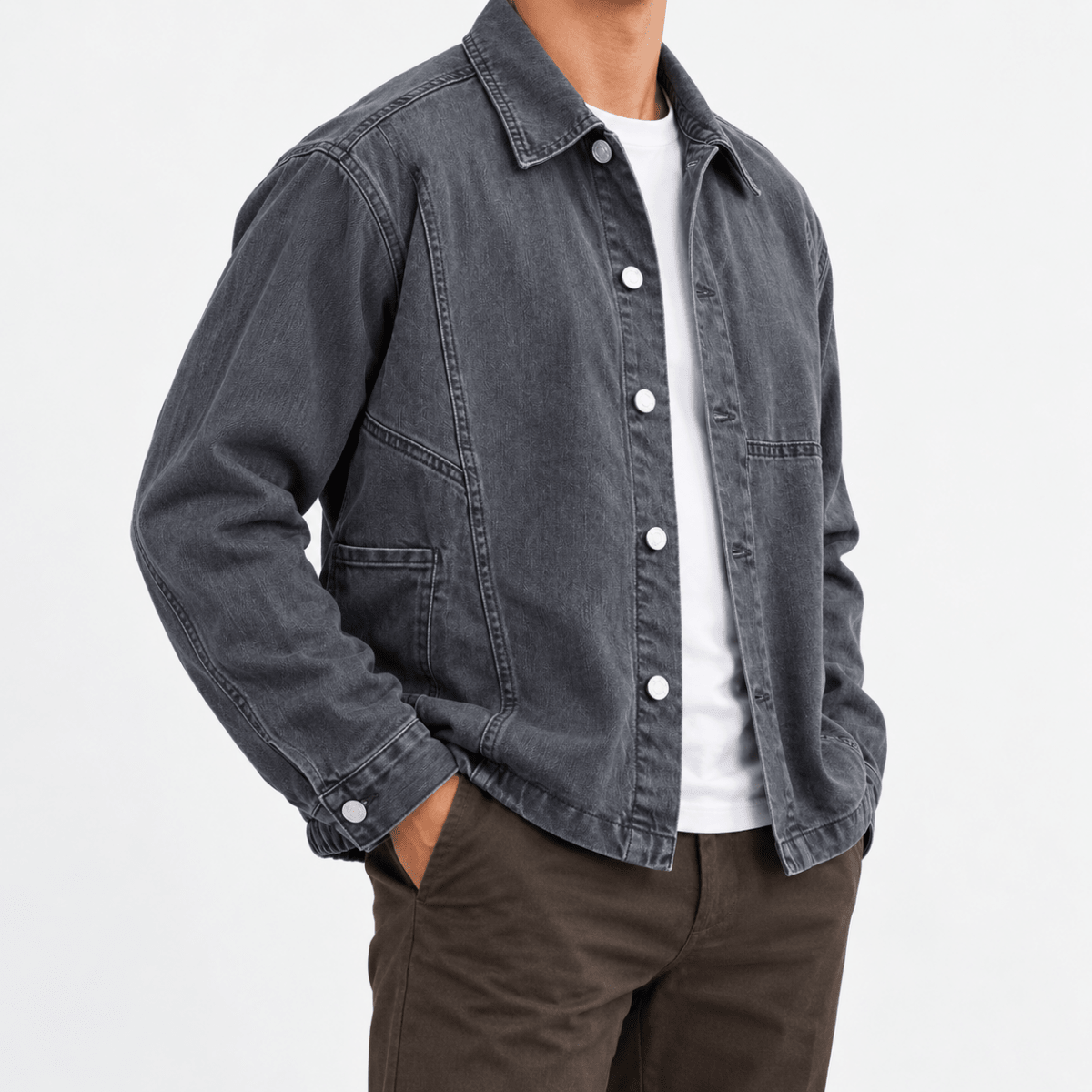 Washed cotton chore jacket - AntoniosClothing - Gray