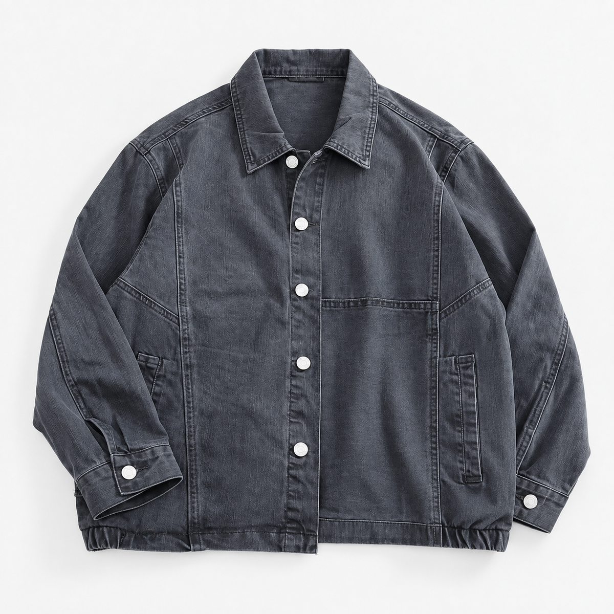 Washed cotton chore jacket in gray, product cover