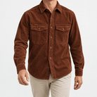 Washed cotton corduroy double pocket shirt - AntoniosClothing - Rust brown
