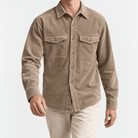 Washed cotton corduroy double pocket shirt - AntoniosClothing - Light khaki