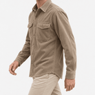Washed cotton corduroy double pocket shirt - AntoniosClothing - Light khaki