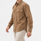 Washed cotton corduroy double pocket shirt - AntoniosClothing - Khaki