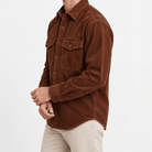 Washed cotton corduroy double pocket shirt - AntoniosClothing - Rust brown