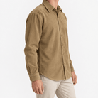 Washed cotton corduroy shirt with a clean front - AntoniosClothing - Khaki