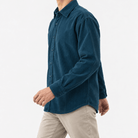 Washed cotton corduroy shirt with a clean front - AntoniosClothing - Teal