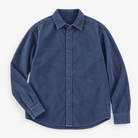 Washed cotton corduroy shirt with a clean front - AntoniosClothing - Slate blue
