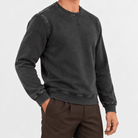 Washed cotton crew neck sweatshirt - AntoniosClothing - Washed black