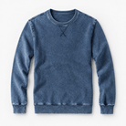Washed cotton crew neck sweatshirt - AntoniosClothing - Washed blue