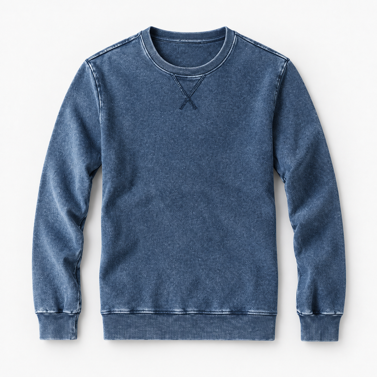 Washed cotton crew neck sweatshirt in washed blue, product cover