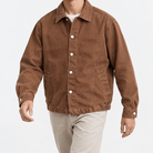 Washed cotton jacket with a gathered hem - AntoniosClothing - Rust brown