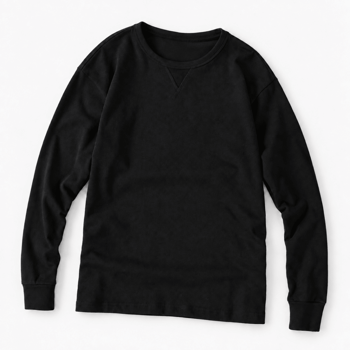 Washed cotton long sleeve jersey top - AntoniosClothing - Black