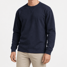 Washed cotton long sleeve jersey top - AntoniosClothing - Navy blue