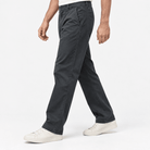 Washed cotton straight trousers with welt pockets - AntoniosClothing - Dark gray