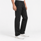 Washed cotton straight trousers with welt pockets - AntoniosClothing - Black