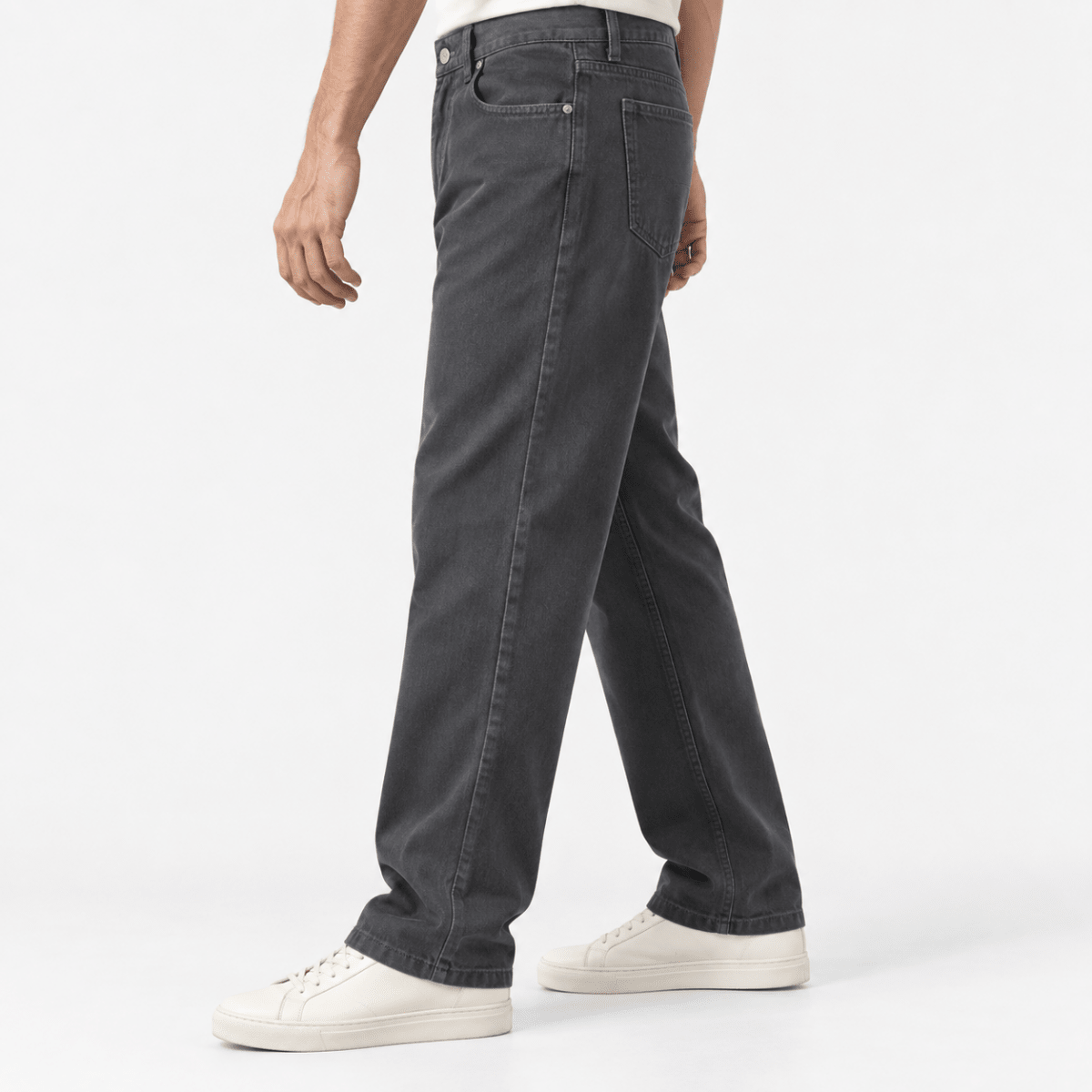 Washed cotton twill five pocket trousers - AntoniosClothing - Dark gray
