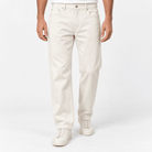 Washed cotton twill five pocket trousers - AntoniosClothing - Cream