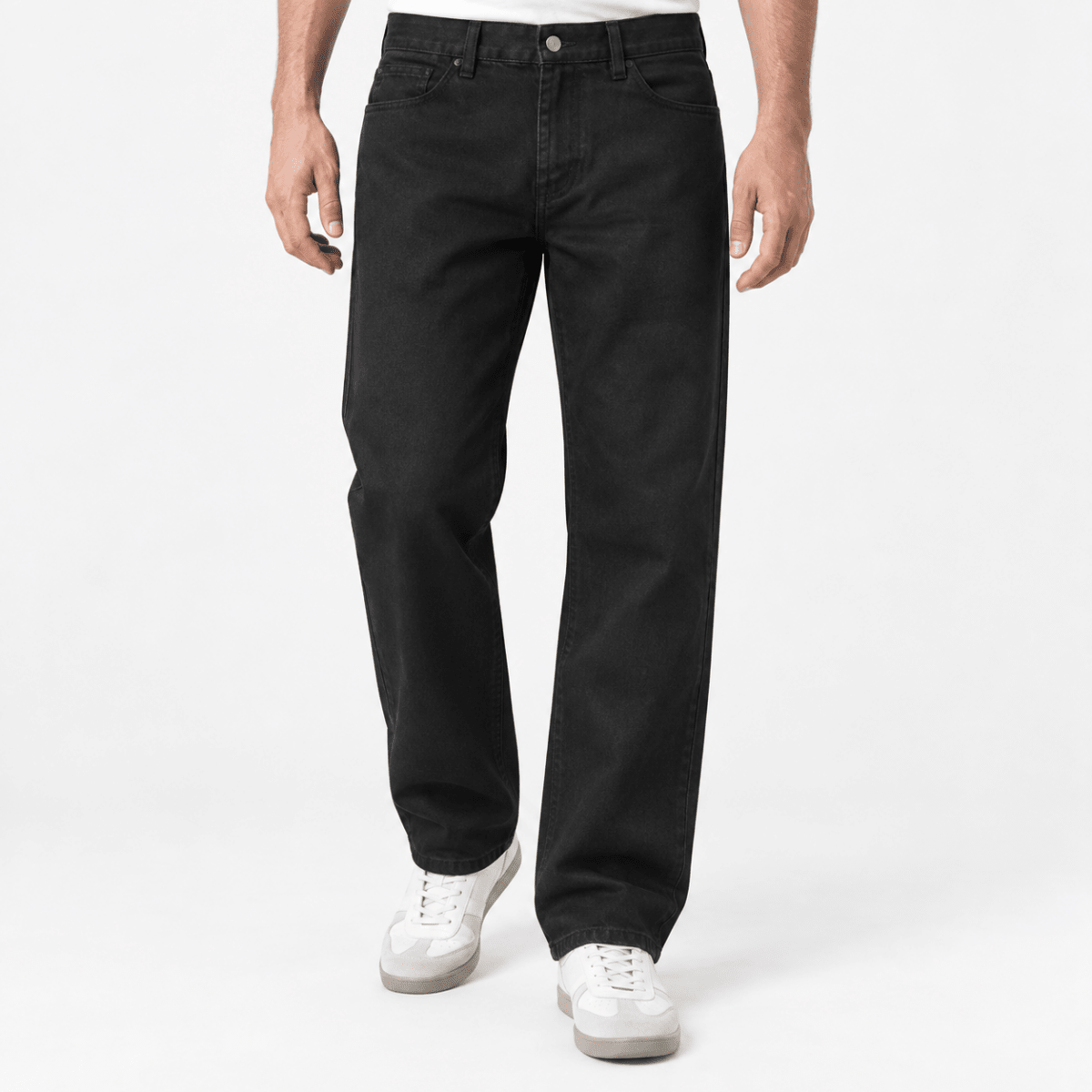 Washed cotton twill five pocket trousers - AntoniosClothing - Black