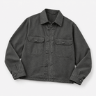 Washed cotton utility jacket with a zip front - AntoniosClothing - Charcoal