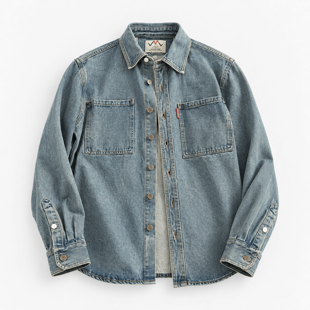 Washed denim twin pocket shirt - AntoniosClothing - Washed gray blue