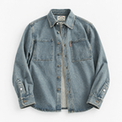 Washed denim twin pocket shirt - AntoniosClothing - Washed gray blue