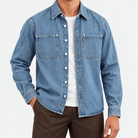 Washed denim twin pocket shirt - AntoniosClothing - Denim blue