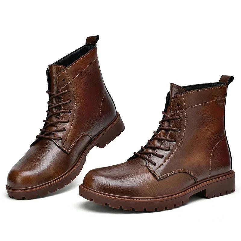 Winter retro genuine leather boots - Antonios