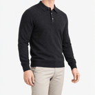 Wool blend business casual stretchable polo pullover - AntoniosClothing - Dark Grey