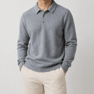 Wool blend business casual stretchable polo pullover - AntoniosClothing - Black