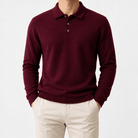 Wool blend business casual stretchable polo pullover - AntoniosClothing - Red