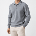 Wool blend business casual stretchable polo pullover - AntoniosClothing - Light gray