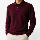 Wool blend business casual stretchable polo pullover - AntoniosClothing - Black