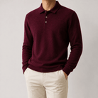 Wool blend business casual stretchable polo pullover - AntoniosClothing - Black