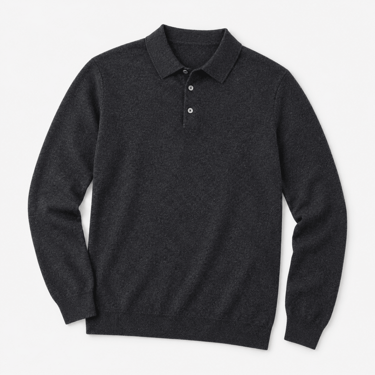 Wool blend business casual stretchable polo pullover - AntoniosClothing - Dark Grey