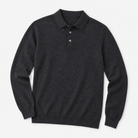 Wool blend business casual stretchable polo pullover - AntoniosClothing - Dark Grey