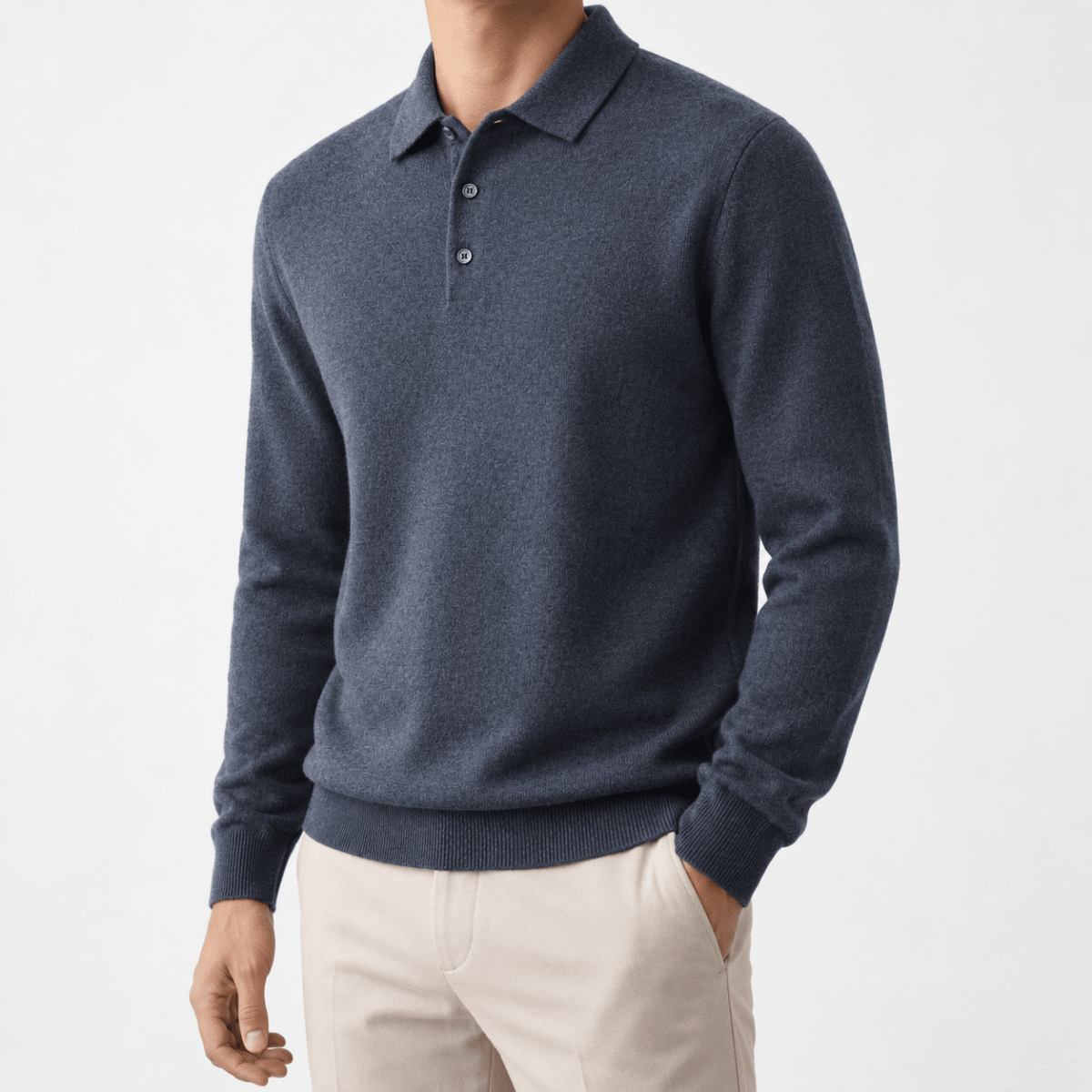 Wool blend business casual stretchable polo pullover - AntoniosClothing - Gray