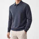 Wool blend business casual stretchable polo pullover - AntoniosClothing - Gray