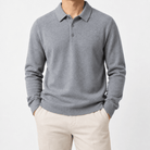 Wool blend business casual stretchable polo pullover - AntoniosClothing - Light gray