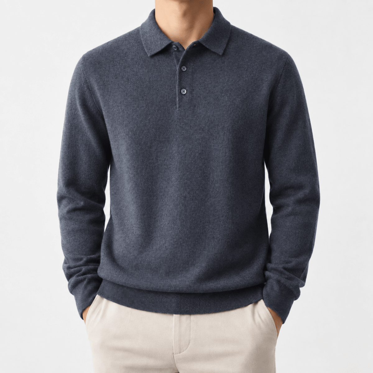 Wool blend business casual stretchable polo pullover - AntoniosClothing - Gray
