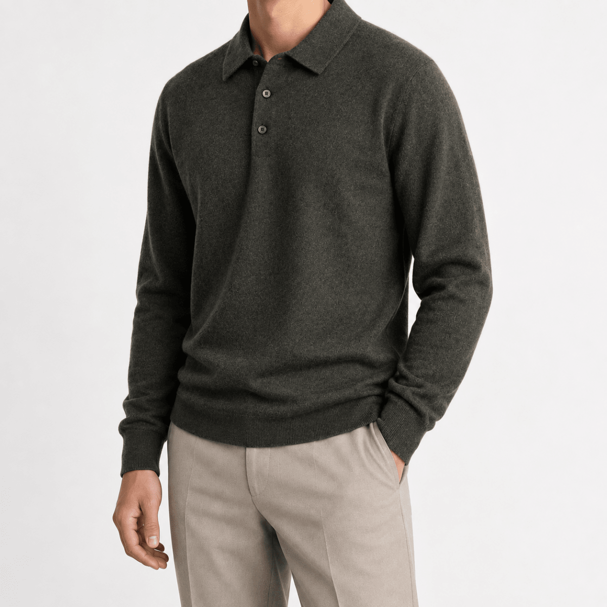 Wool blend business casual stretchable polo pullover - AntoniosClothing - Green