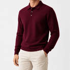 Wool blend business casual stretchable polo pullover - AntoniosClothing - Red