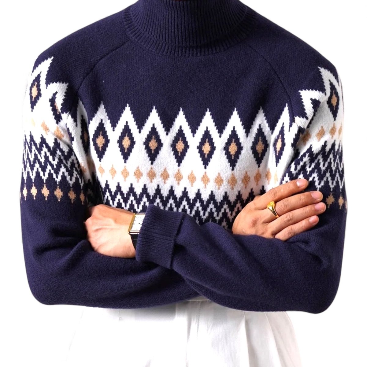 ［roku 6］DIAMOND MOTIF SKIPPER KNIT Crupper Pullover | Western Quarter Zip | Kimes Ranch