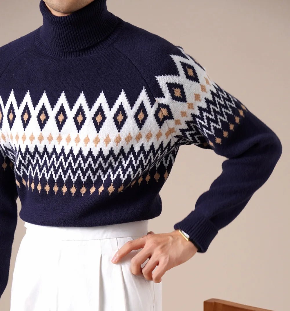 Wool - blend diamond turtleneck sweater - Antonios