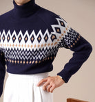 Wool - blend diamond turtleneck sweater - Antonios