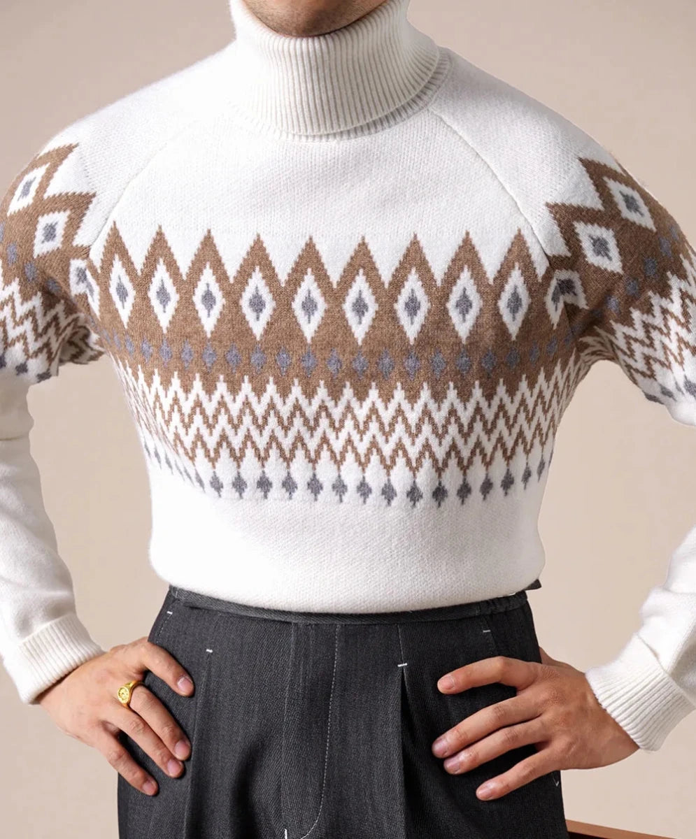 Wool - blend diamond turtleneck sweater - Antonios