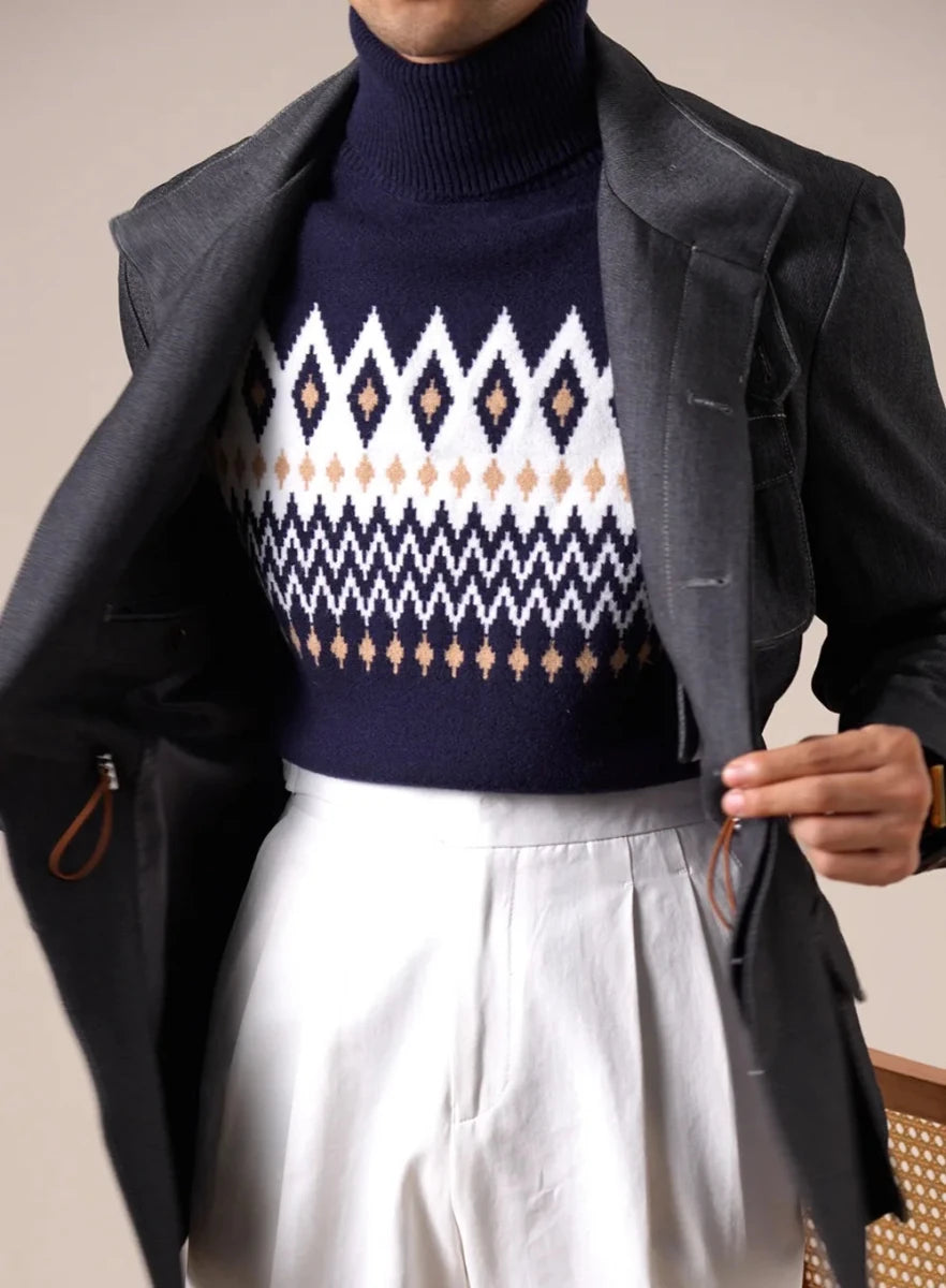 Wool - blend diamond turtleneck sweater - Antonios